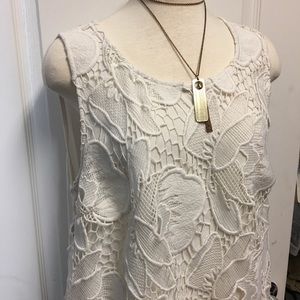 Linen and lace tank top
